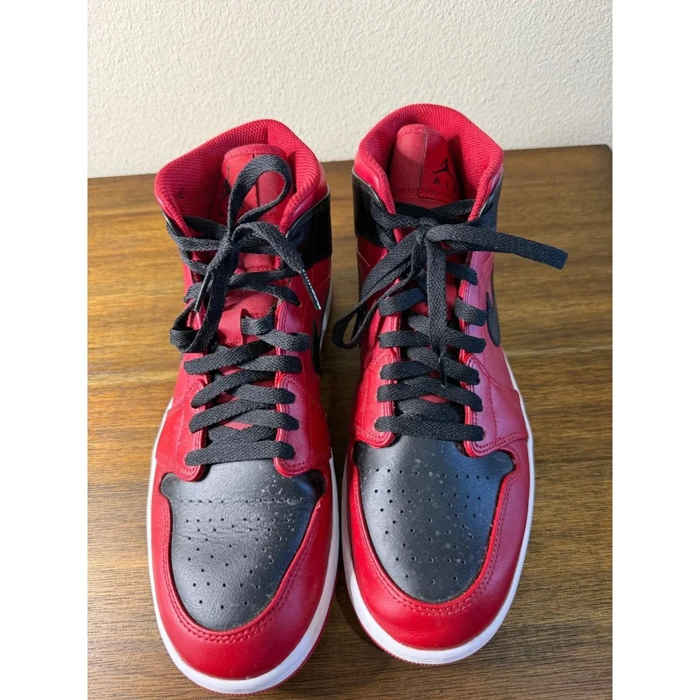Nike Air Jordan 1 Mid SE Red Black Men's Basketball Shoes Size 10.5